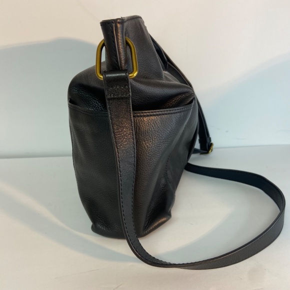 Fossil Crossbody Hobo Messenger Bag - Black Leather - Picture 6 of 14